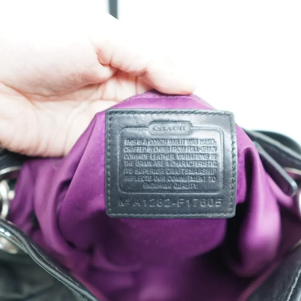 Coach Black Leather Pleated Shoulder Bag
